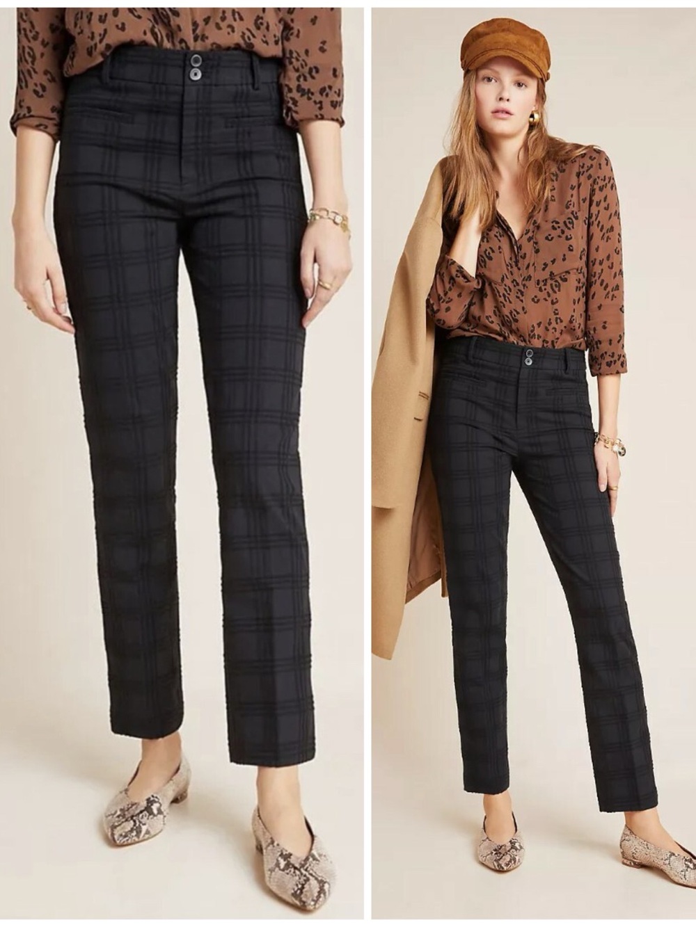 Anthropologie Essential Slim Jacquard Trouser Work Long Textured Pant Navy Sz 2